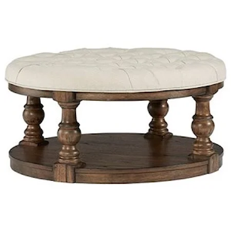 Traditional Round Upholstered Cocktail Table