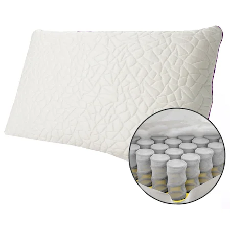 Queen Snow MEDIUM Cooling Pillow, Hybrid Down Alternative Fill with Pocket Coils