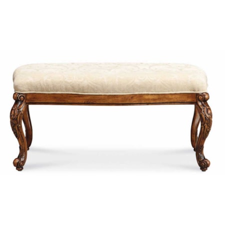 Upholstered Seat Bed Bench with Carved Legs