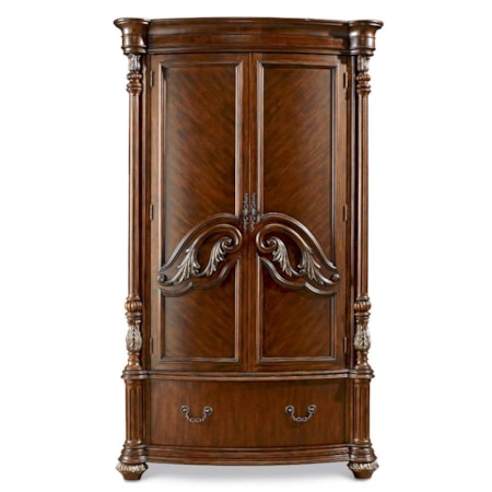 Two Door, One Drawer Amoire with Carved Feet