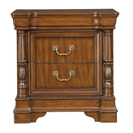 Acanthus Leaf Carved Two Drawer Nightstand