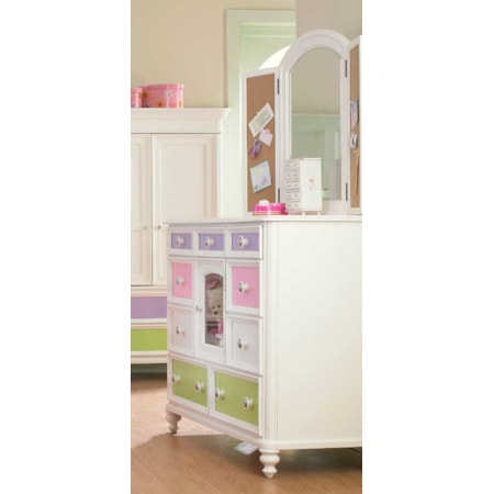 Bureau Dresser and Mirror with Nine Drawers