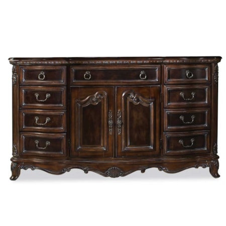 Nine Dovetailed Drawer Dresser with Two Doors