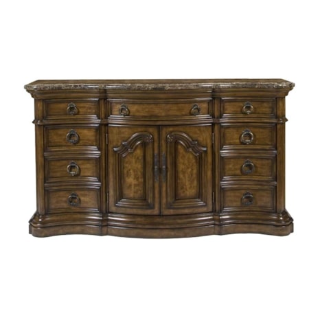 Nine Drawer Marble Top Dresser