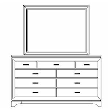 Sixth Sense Nine Drawer Dresser with Square Mirror