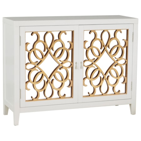 Wine Storage Console with Mirrored Doors
