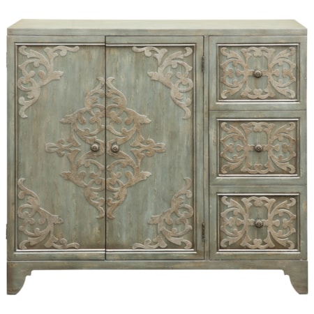 Sula Bar Cabinet with Aqua Colored Interior