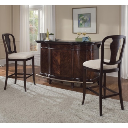 Bar Set with Two Splat Back Barstools