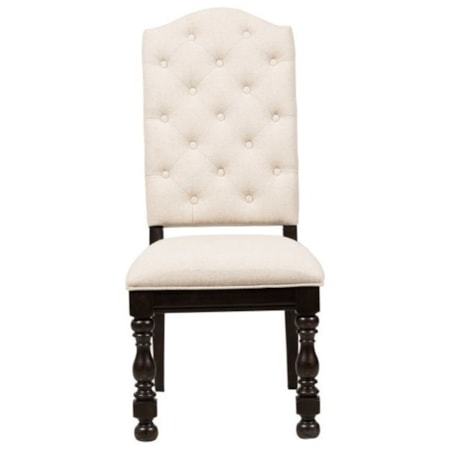 Traditional Upholstered Side Chair with Turned Legs