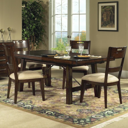 5 Piece Rectangular Leg Table Set with 4 Side Chairs
