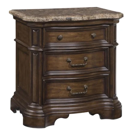 Traditional Laminated Marble Top Nightstand with Storage