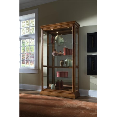 Golden Oak Two Way Sliding Door Curio