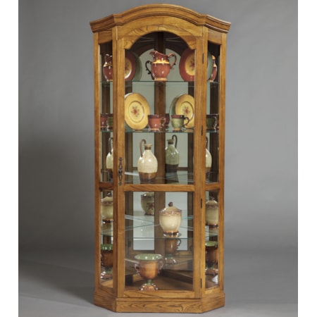 Pepper Oak Corner Curio Cabinet