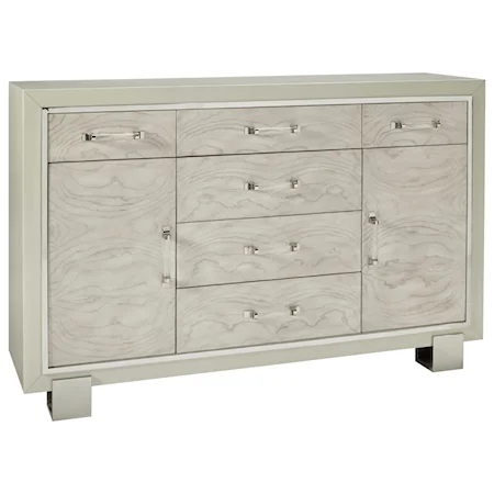 Contemporary 6-Drawer Server with Polished Nickel Details