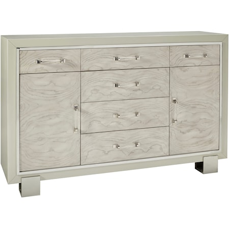 Contemporary 6-Drawer Server with Polished Nickel Details