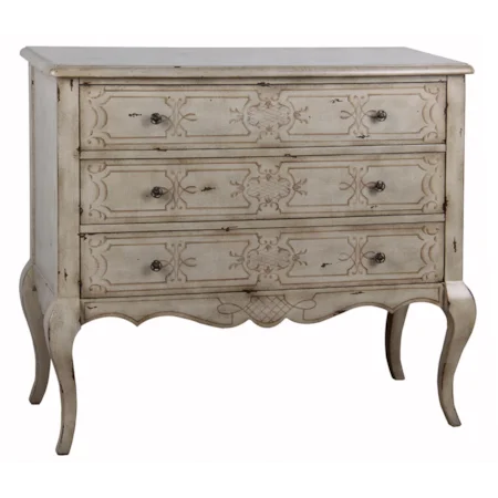 Liliana Distressed Finish Hand-Painted Chest with Three Drawers