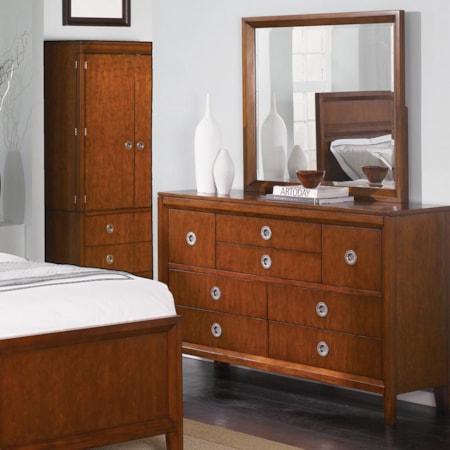 8 Drawer Dresser with Vertical Mirror