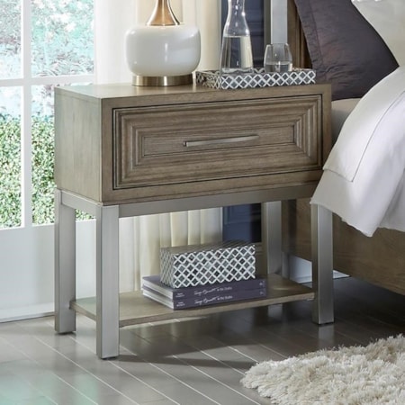 Transitional 1-Drawer Leg Nightstand