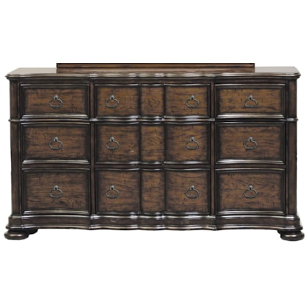 9 Drawer Dresser with Unique Serpentine Shaping