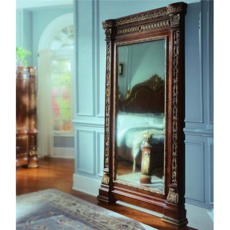 Rectangular Wood Framed Beveled Glass Floor Mirror