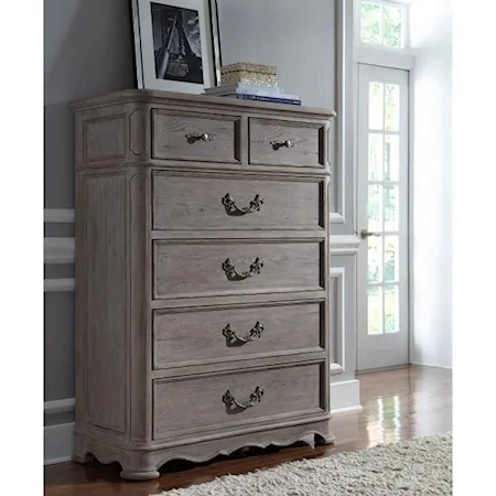 Traditional 6-Drawer Chest with Felt-Lined Top Drawers