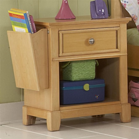 Nightstand With Drawer, Shelf, and Storage Bin