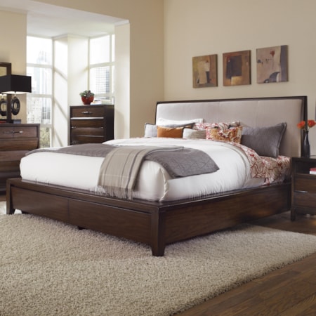 California King Upholstered Platform Panel Bed