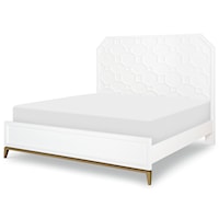 Contemporary Queen Panel Bed with Gold Accenting