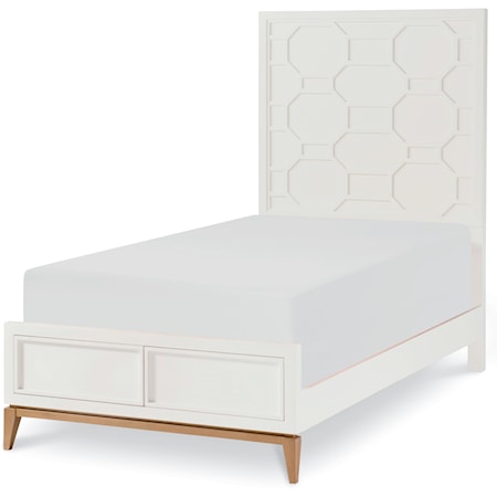 Twin Panel Bed with Gold Accent