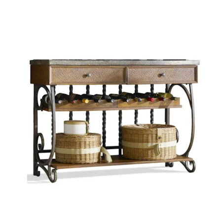 Open Server with Marble Top and Two Drawers