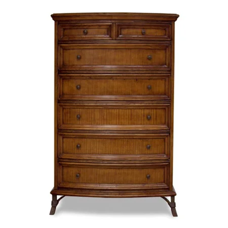 Curved Chest with Metal Feet and Six Drawers