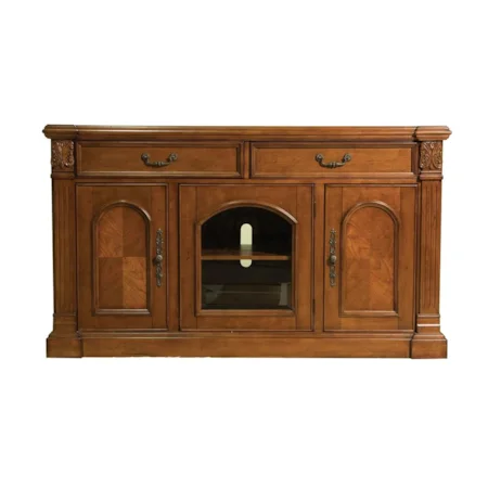 64 Inch TV Console with Two Drawers and Three Doors