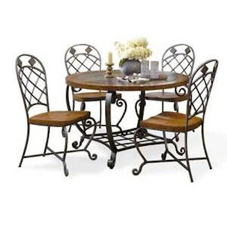 Round Quarried Slate Tile Top Table and Chairs