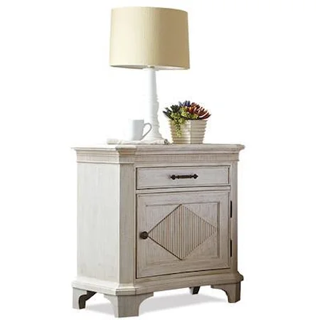 Door Nightstand with Reeded Diamond Overlay