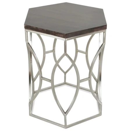 Hexagon Side Table with French Roast Wood Top