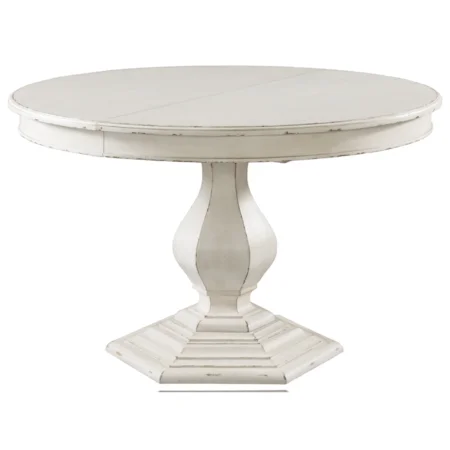 Farmhouse Round Dining Table with 18" Leaf