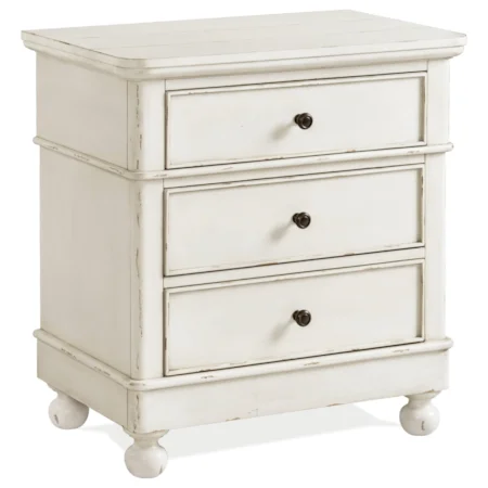 Farmhouse 3-Drawer Nightstand with USB Ports