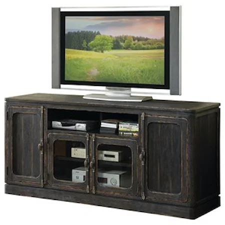 68-Inch TV Console in Weathered Black Finish