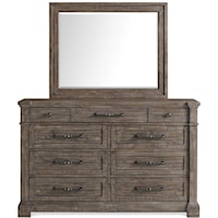 Rustic Traditional Dresser and Mirror Set