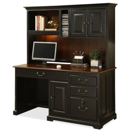 Single Pedestal Computer Desk with Storage Hutch