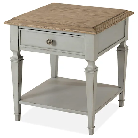 Cottage End Table with Top Drawer and Open Lower Shelf