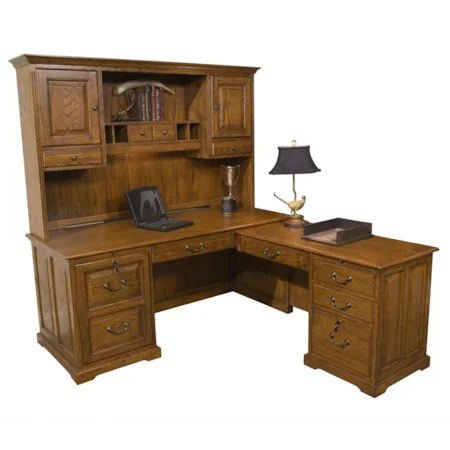Traditional L Computer Workstation and Hutch