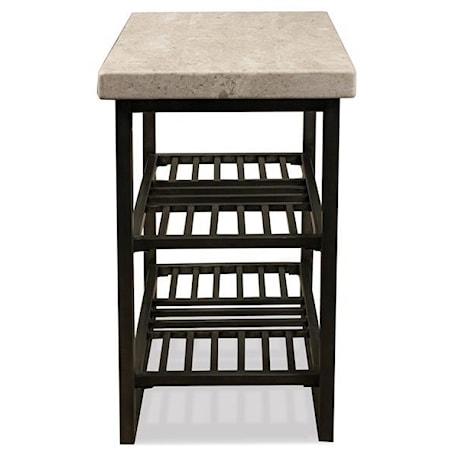Petite Chairside Table w/ Travertine Top