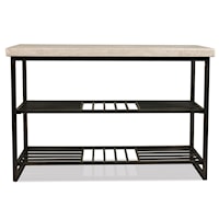 Travertine Top Console Table w/ Shelves