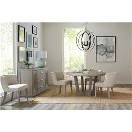 Cascade Round Dining Table and 4 Upholstered Chairs