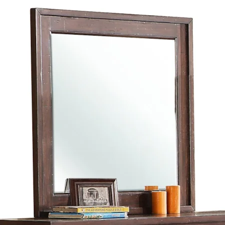 Landscape Mirror with Beveled Edge and Wooden Frame