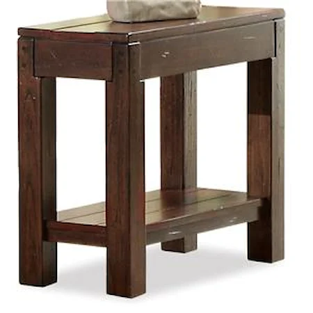 Chairside Table with Fixed Lower Shelf and Block Legs