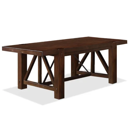 Rectangular Dining Table with Block Legs and Angle Supports
