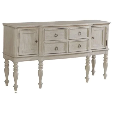 Cottage Server with 4 Drawers and Interior Shelving
