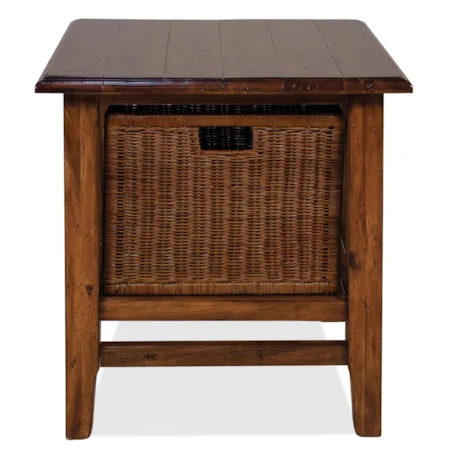 Rectangular End Table with Storage Basket